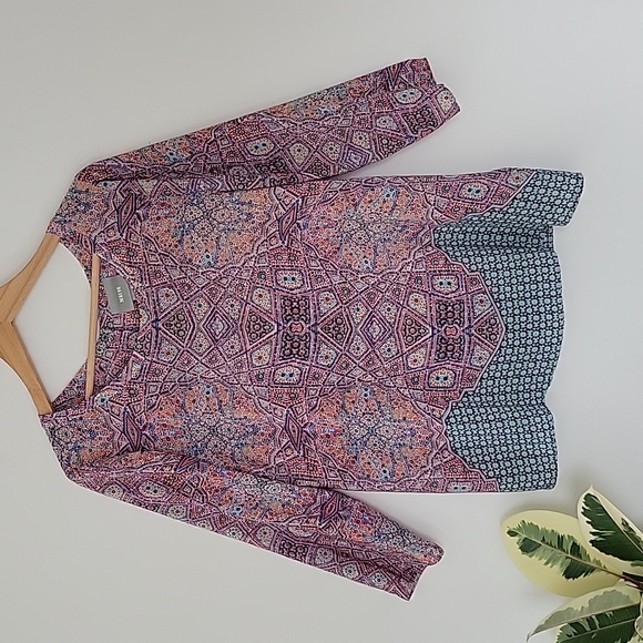 Maeve silk top, size 10, silk tunic, multicolor pattern blouse, Maeve cardigan - Picture 1 of 12